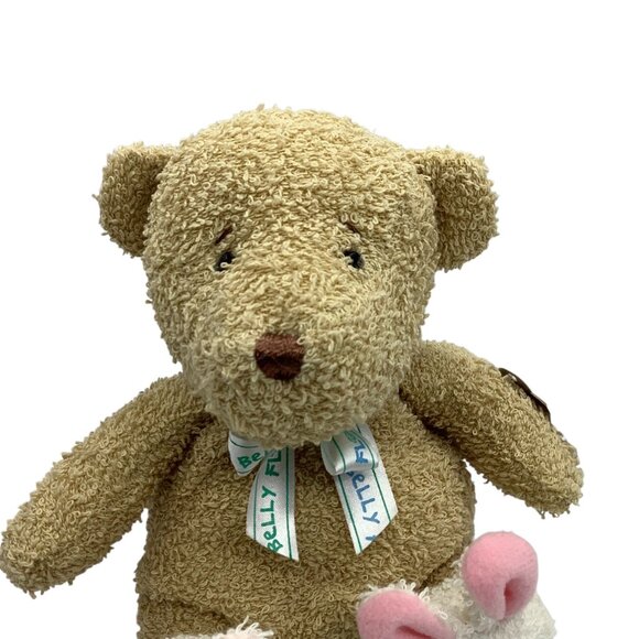 Prestige Belly Flops Plumpo Beige Bear Terry Plush Bunny Slipper Stuffed Animal - Picture 2 of 10